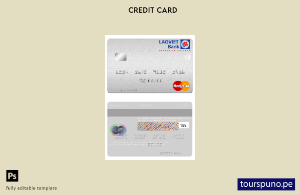 listo para imprimir plantilla de tarjeta mastercard de Laos Lao Viet Bank